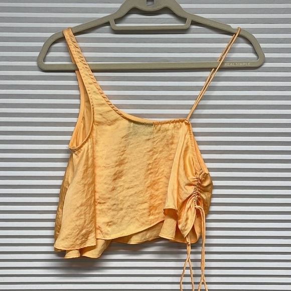 Out From Under NWT Peach Satin Cinch Side Asymmetrical Tank Top Size Small - Picture 6 of 11
